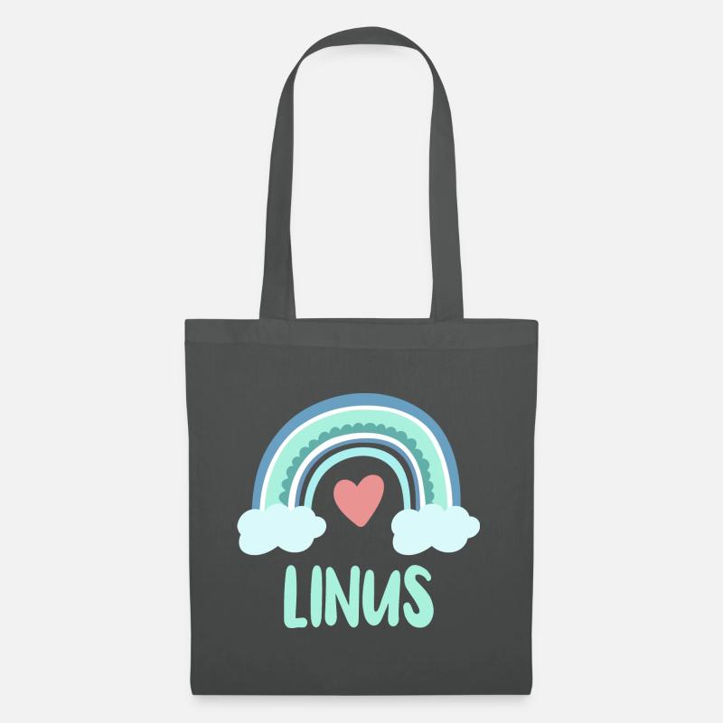 Linus Name Regenbogen Baby - Stoffbeutel - Graphite