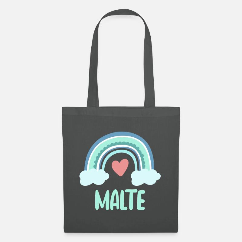 Malte Name Regenbogen Baby - Stoffbeutel - Graphite