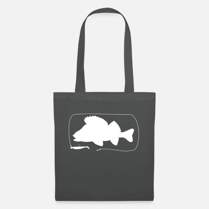 Barsch mit Gummifisch - Stoffbeutel - Graphite