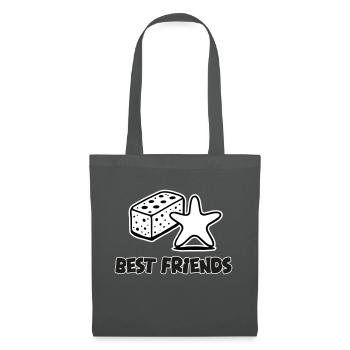 Schwamm und Seestern - Best Friends Design - Stoffbeutel - Graphite - Vorne