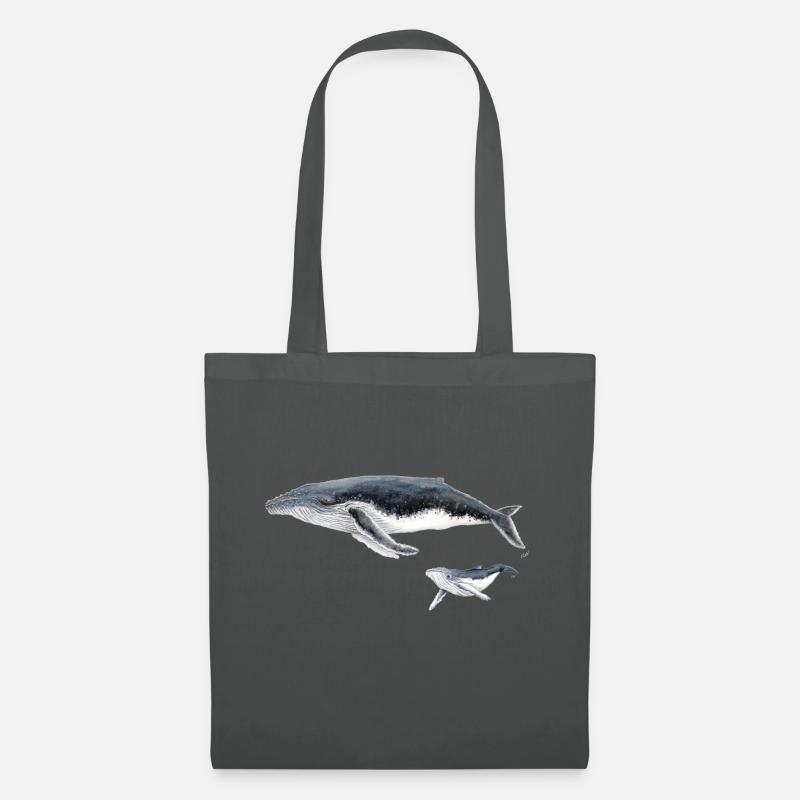 Buckelwal mit Baby Megaptera Wal - Stoffbeutel - Graphite