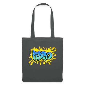 PEDRO Graffiti splash jaune prenom imprimable - Sac en tissu - gris graphite - Devant
