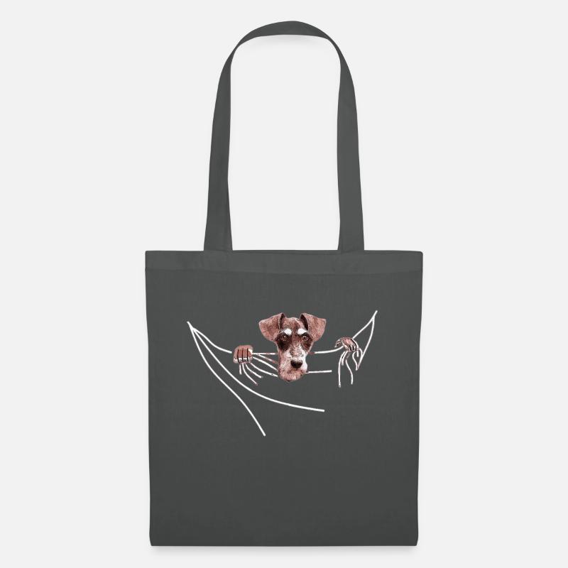 Dackel Jagdhund in der Tasche - Stoffbeutel - Graphite
