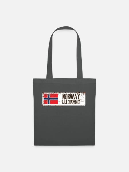 Lillehammer Norwegen Flagge - Stoffbeutel - Graphite