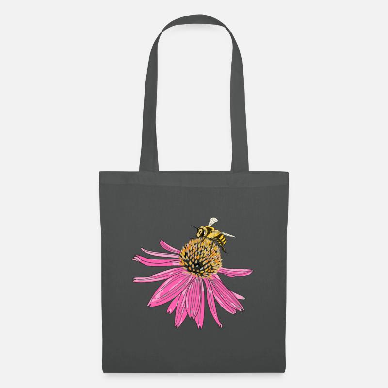 Echinacea, Sonnenhut, Biene - Stoffbeutel - Graphite