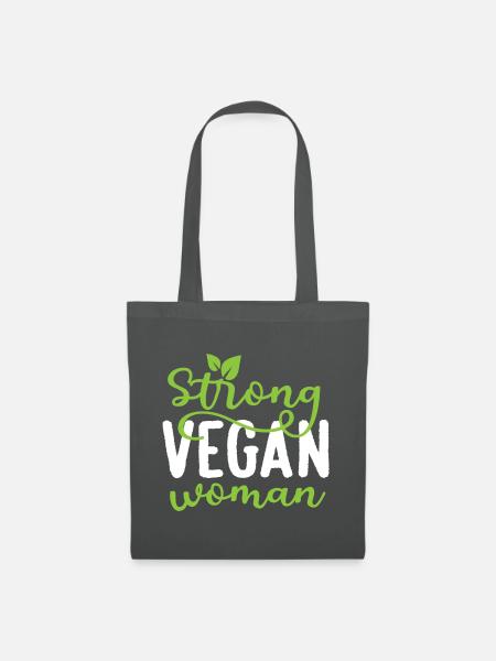 Strong Vegan Woman Veganism Animal Lover - Stoffbeutel - Graphite