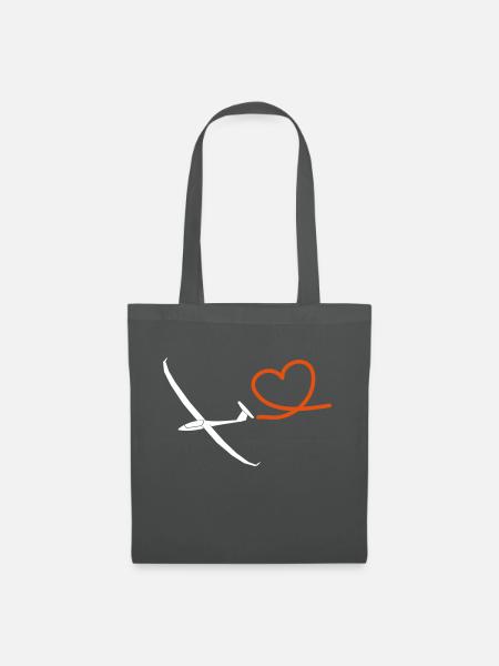 Herz Segelflieger Segelflugzeug Geschenk Idee - Stoffbeutel - Graphite