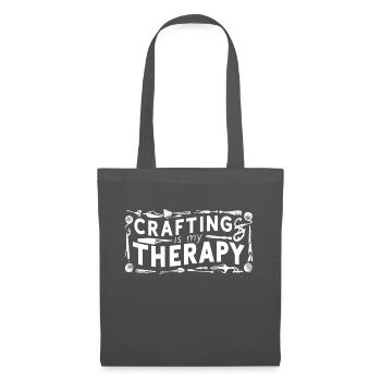 Basteln ist meine Therapie - Stoffbeutel - Graphite - Vorne