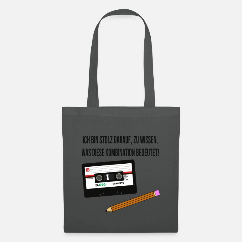 Kassette und Stift - Kindheits-Lifehack - Stoffbeutel - Graphite