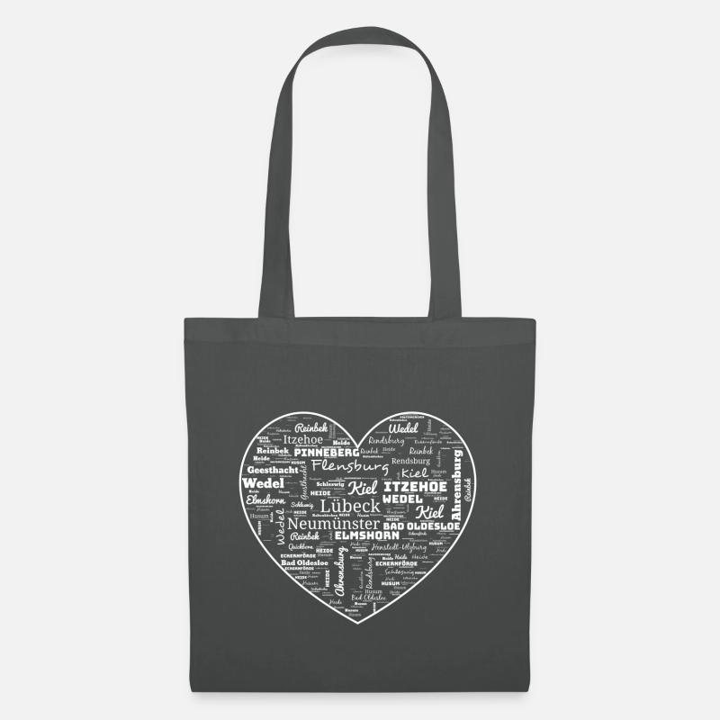 Schleswig Holstein Herz Geschenk Städte - Stoffbeutel - Graphite