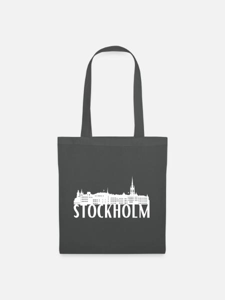 Stockholm Schweden Skyline Geschenk Idee - Stoffbeutel - Graphite