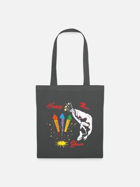 Fisch Happy New Year Angler Rute Geschenk - Stoffbeutel - Graphite