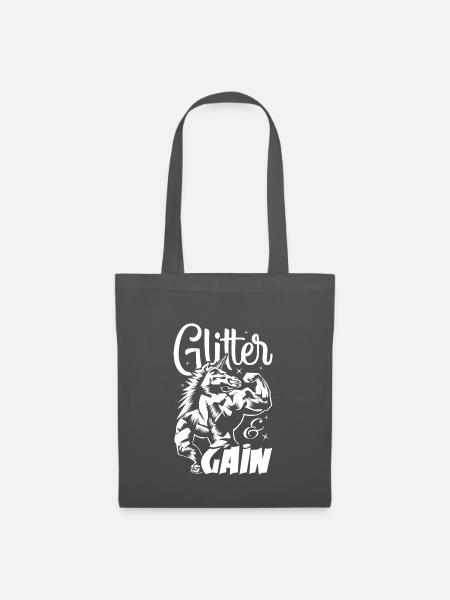 einhorn fitness glitzer muskeln - Stoffbeutel - Graphite