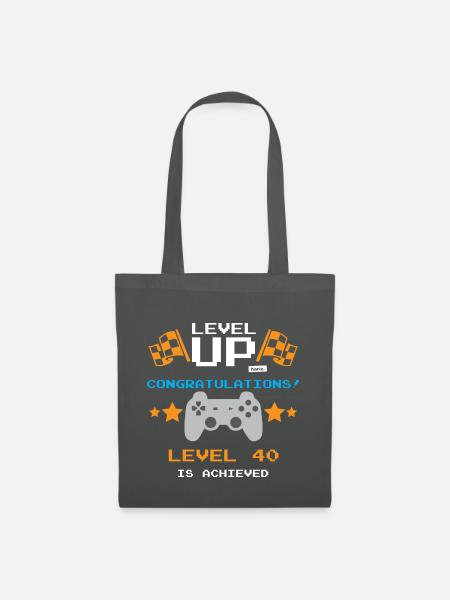 Level Up Congratulations Level 40 Achieved 40 Gebu - Stoffbeutel - Graphite
