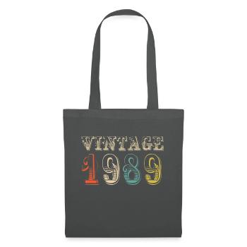 Vintage 1989- 35 th birthday - 35 ans - Sac en tissu - gris graphite - Devant