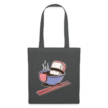 Sushi Suppe Illustration Geschenk - Stoffbeutel - Graphite - Vorne