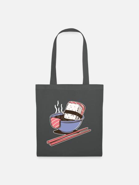 Sushi Suppe Illustration Geschenk - Stoffbeutel - Graphite