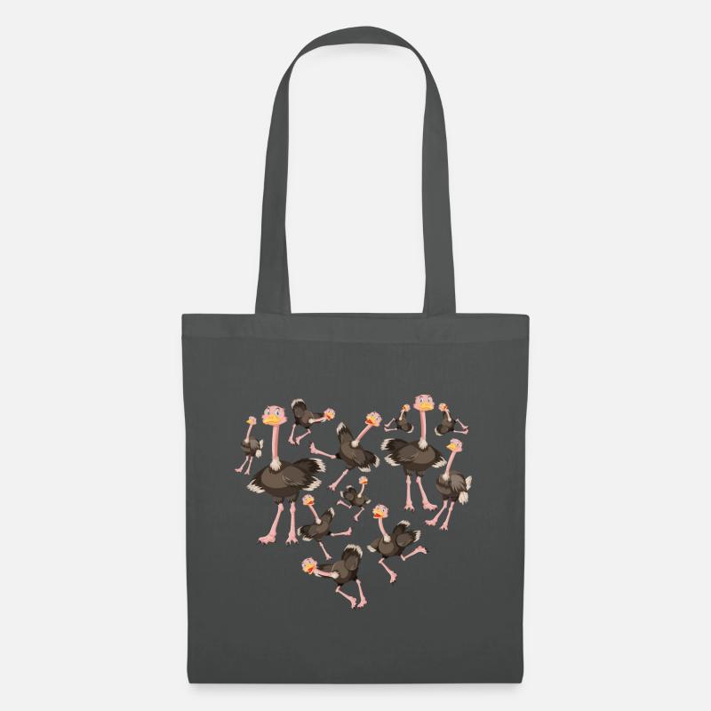 Herz Vogelstrauß Strauß - Stoffbeutel - Graphite