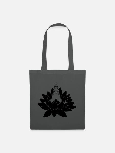 Zwei Hände aus Lotus-Namaste - Stoffbeutel - Graphite