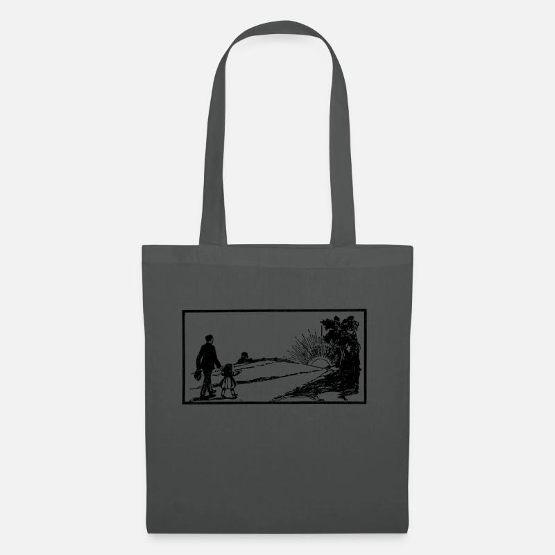 Vater und Tochter mit Sonnenuntergang Geschenkidee - Stoffbeutel - Graphite