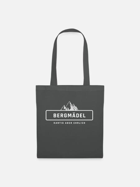 Bergmädel, kantig aber ehrlich, Sprüche, Geschenk - Stoffbeutel - Graphite