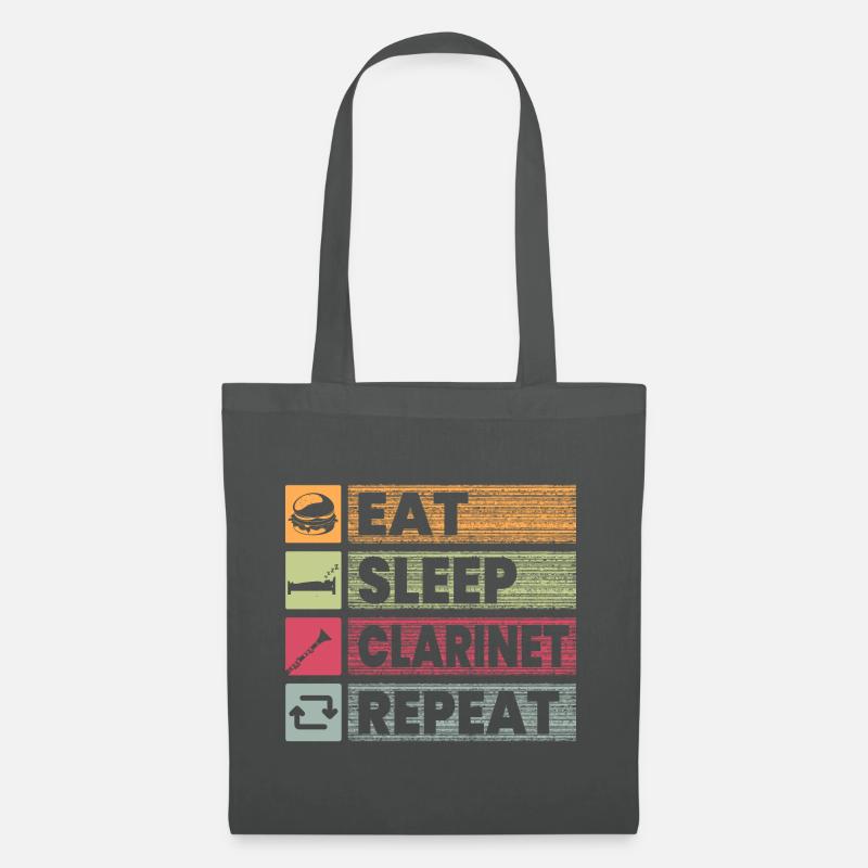 Eat Sleep Clarinet Repeat Funny Clarinet Player - Stoffbeutel - Graphite