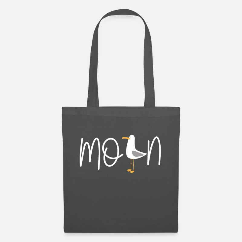 Moin mit Möwe -an Nordsee und Ostsee sagt man Moin - Stoffbeutel - Graphite