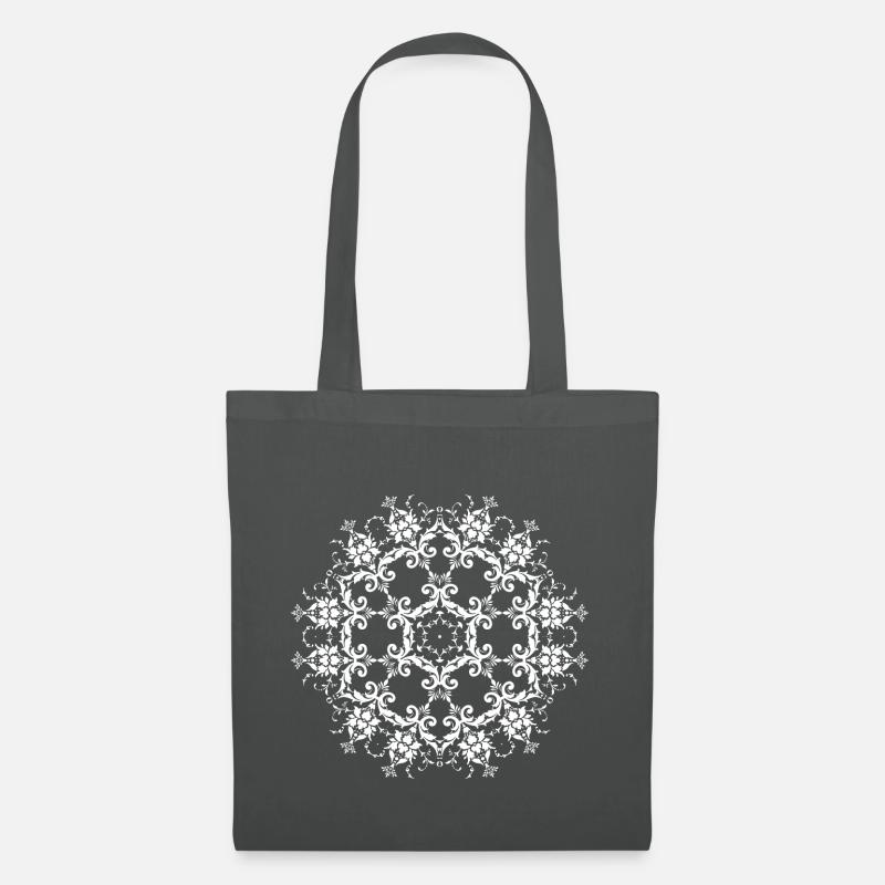 Mandala weiß Geschenk Idee Yoga - Stoffbeutel - Graphite