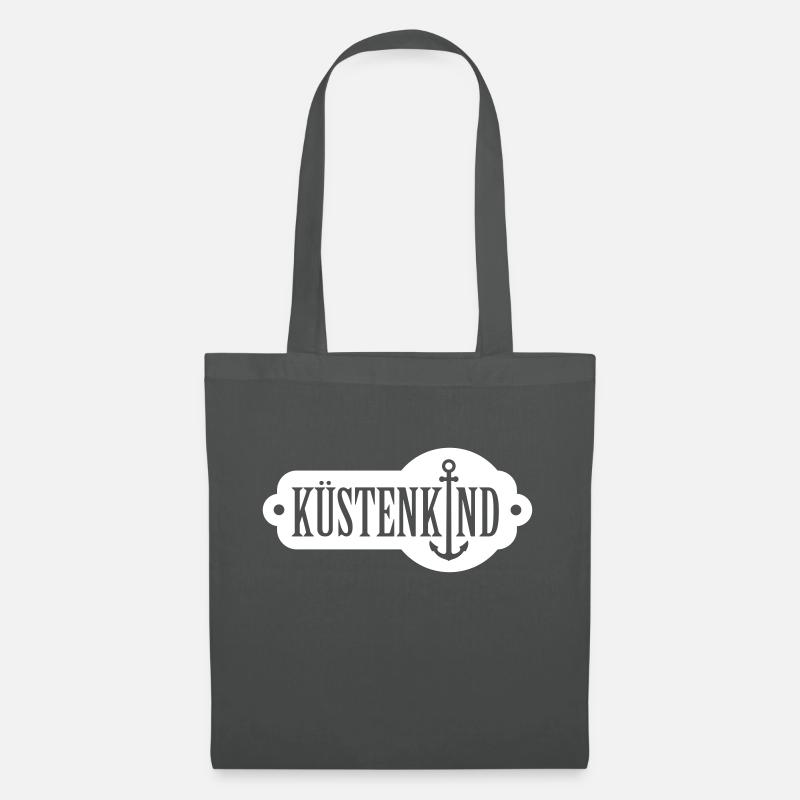 Küstenkind Schild mit Anker - Stoffbeutel - Graphite