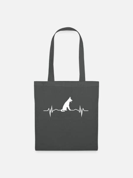 Schäferhund Hund Herzschlag - Stoffbeutel - Graphite