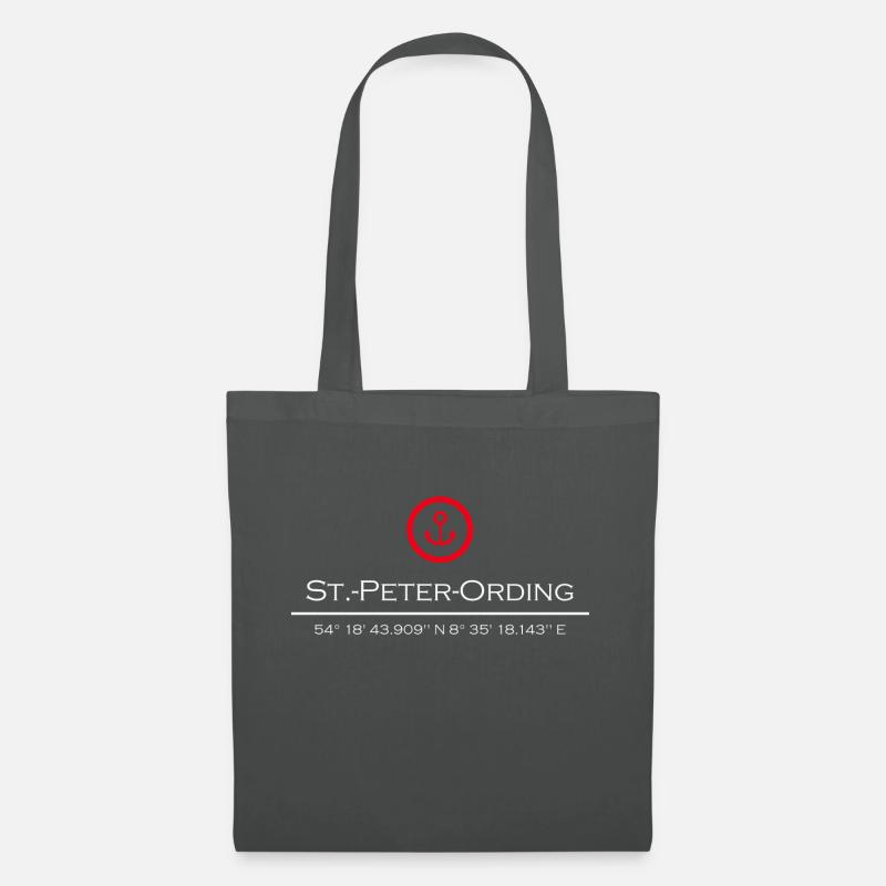 St. Peter Ording roter Anker - Stoffbeutel - Graphite