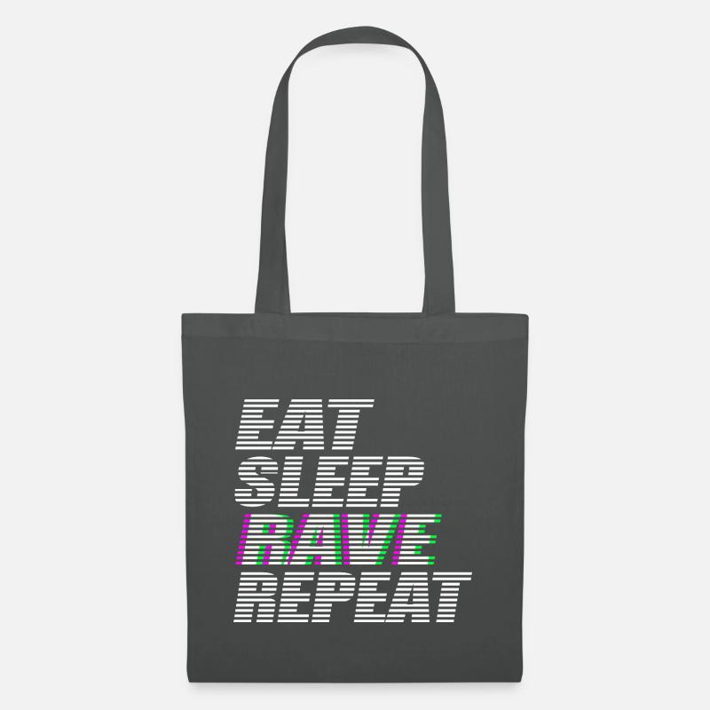 eat sleep rave repeat techno dj rave dubstep - Stoffbeutel - Graphite