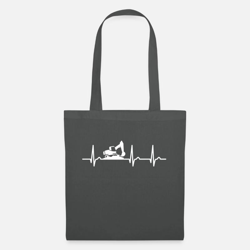 EKG Kurve - Herzkurve - Puls - Bagger - Stoffbeutel - Graphite