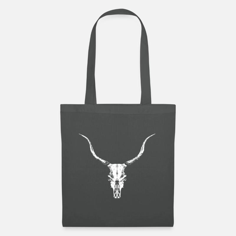 Rinderschädel / Rindskopf / Knochenschädel / Stier - Stoffbeutel - Graphite