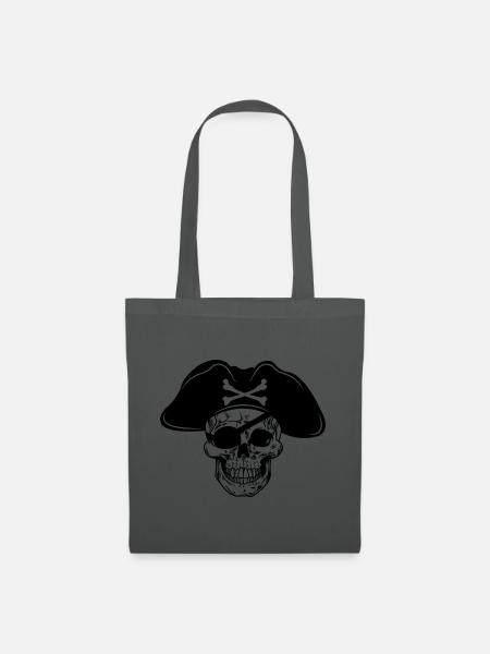 Totenkopf Piratenhut und Augenklappe - Stoffbeutel - Graphite