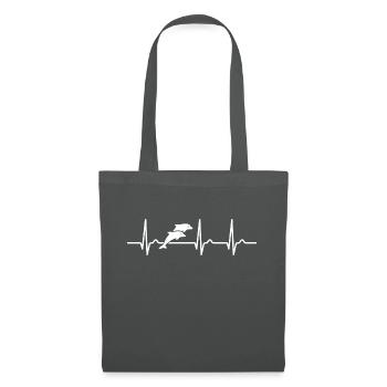 EKG Kurve - Herzkurve - Puls - Delphin - Meer - Stoffbeutel - Graphite - Vorne