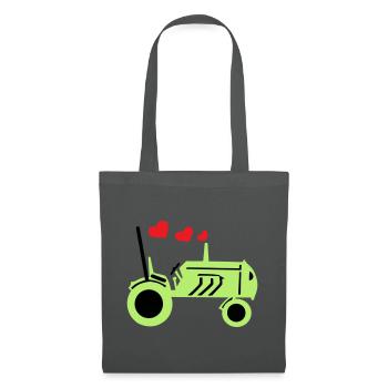 Traktor Oldtimer mit Herzen - Stoffbeutel - Graphite - Vorne