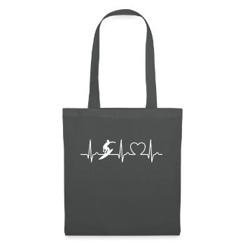 Courbe ECG - Courbe cardiaque - Surf - Surfeur - Sac en tissu - gris graphite - Devant