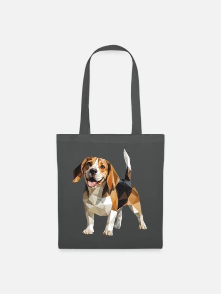 Beagle - Cooles Low Poly Logo - Stoffbeutel - Graphite