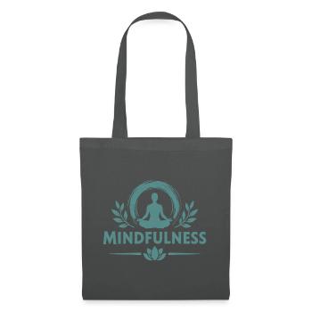 Mindfulness Achtsamkeit Meditierende Lotussitz  - Stoffbeutel - Graphite - Vorne