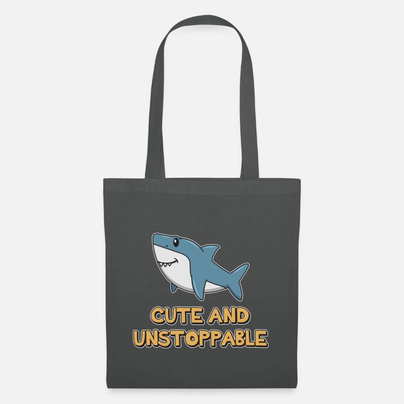 Shark Quote ➢ Cute And Unstoppable Shark - Stoffbeutel - Graphite