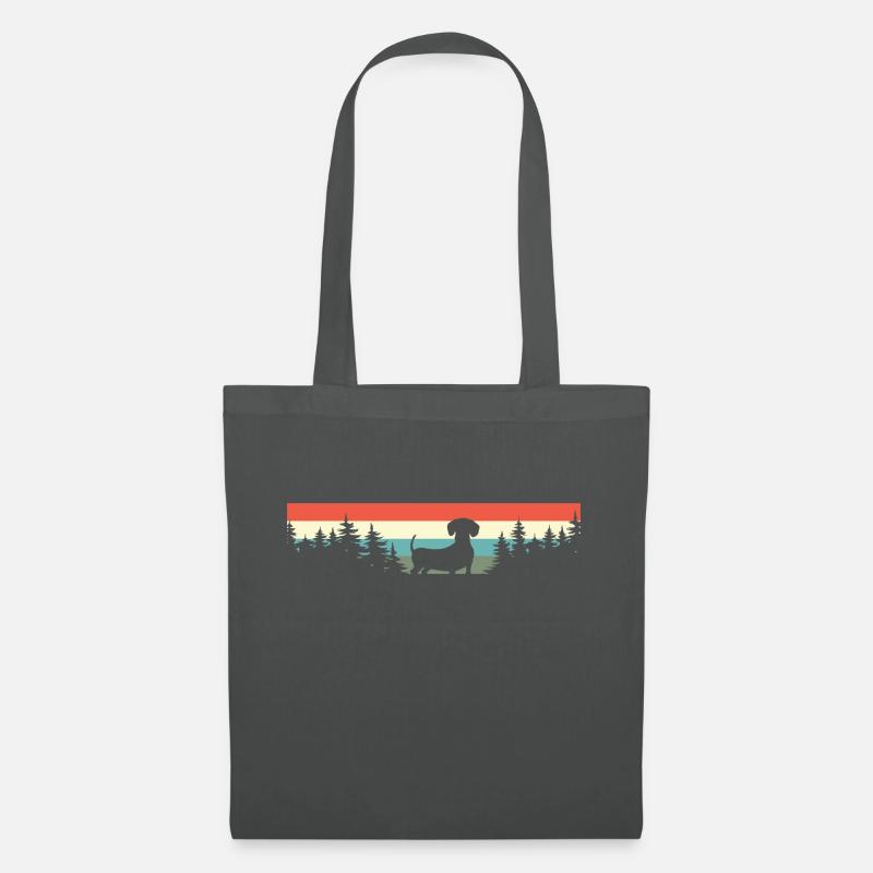 Dackel Hund Retro - Stoffbeutel - Graphite