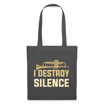 I Destroy Silence Funny Trombone Player Marching - Tote Bag - graphite grey - Front