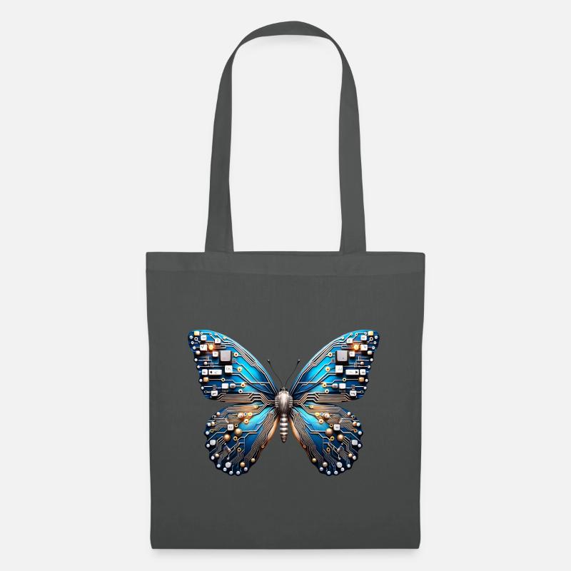Türkis Schmetterling mit Technik - Stoffbeutel - Graphite