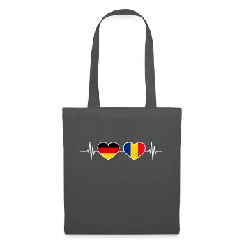 Herzschlag Deutschland Rumänien - Stoffbeutel - Graphite - Vorne