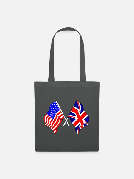 Flagge USA und Flagge England - Stoffbeutel - Graphite