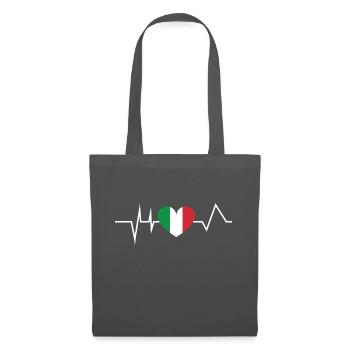 Heartbeat Italien Herz Italia Italiener Herzlinie - Stoffbeutel - Graphite - Vorne