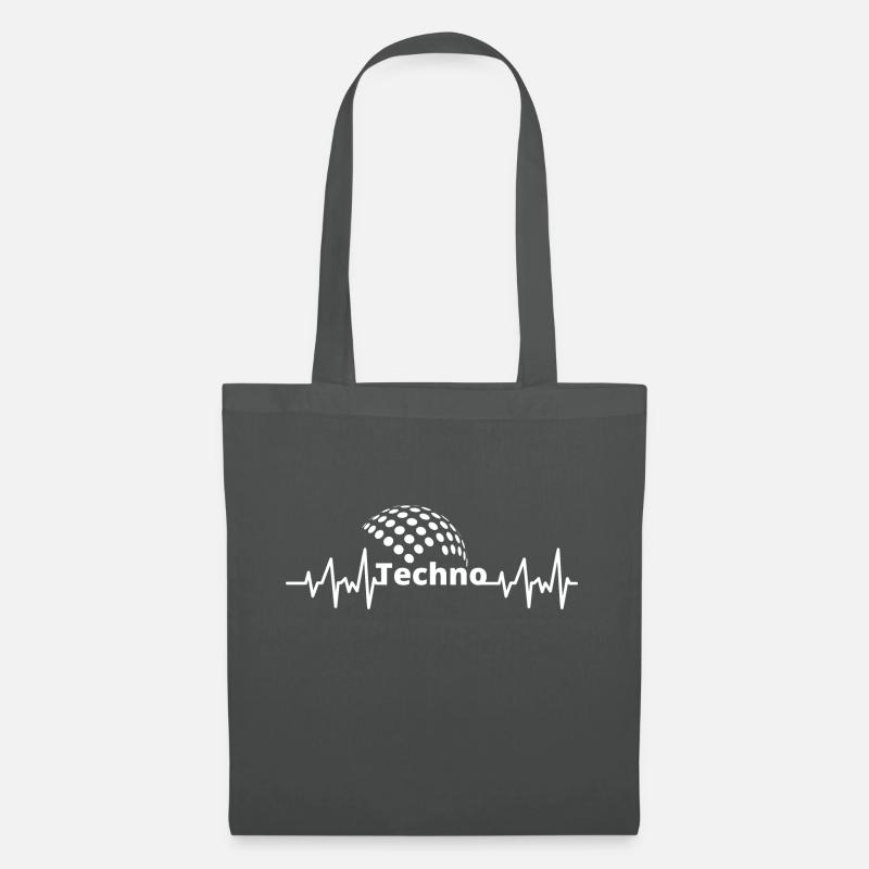 Techno Beat Herz EKG I love Techno - Stoffbeutel - Graphite