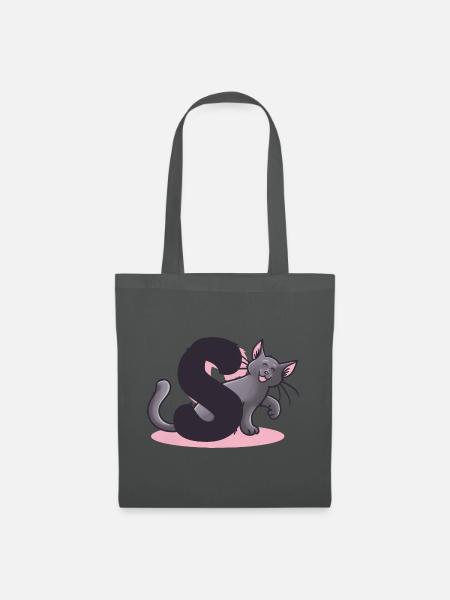 Katze Buchstabe S - Stoffbeutel - Graphite