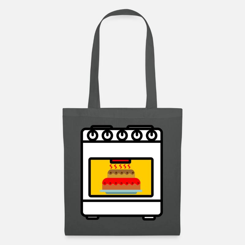 Backofen mit Kuchen - Stoffbeutel - Graphite